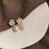 Серьги-пусеты из серебра 925 пробы с жемчугом для женщин