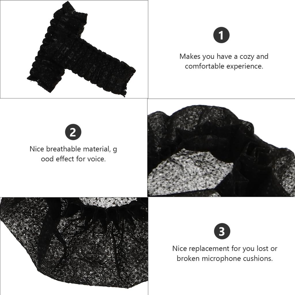 Ibasenice Одноразовые нетканые чехлы для микрофона, упаковка 200 штук, Защита для микрофона для караоке, Снижение шума, Защита от брызг, Ветрозащита,