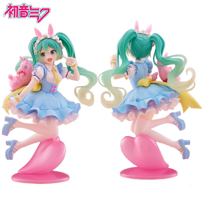 20CM Anime HATSUNE MIKU Figure Noodle Stopper Figure Rabbit Ear Pajamas Model Toy Doll Aciton Figure Collection Gift PVC