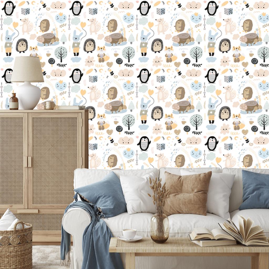 Scandinavian style nature trees wallpaper for living room and bedroom 50x1000