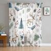 Christmas Elk Pine Berry Bird Voile Curtains For Bedroom Tulle Window Curtain For Living Room Sheer Curtains Blinds Drapes