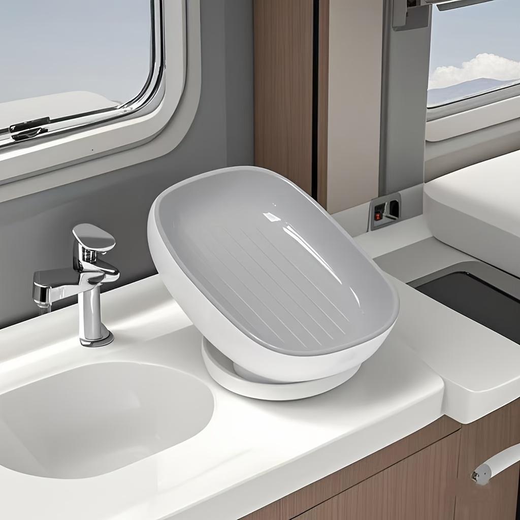 1pc Luxurious Adjustable Oval Soap Dish with Drain - Wall-Mounted, Anti-Slip, Removable Soap Tray for Bathroom