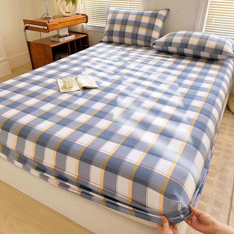 Простыня в клетку, эластичная простыня на резинке, напечатанный чехол для кровати, мягкий защитный чехол для матраса, drap de lit (Наволочка Нужен заказ)