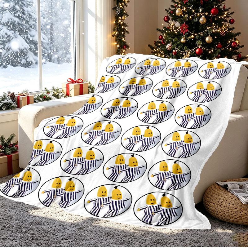 Bananas in Pyjamas Pattern Blanket for Home Decoration, Bed, Sofa, Car Travel, Camping, Suitable for All Seasons, Birthday Christmas Gift