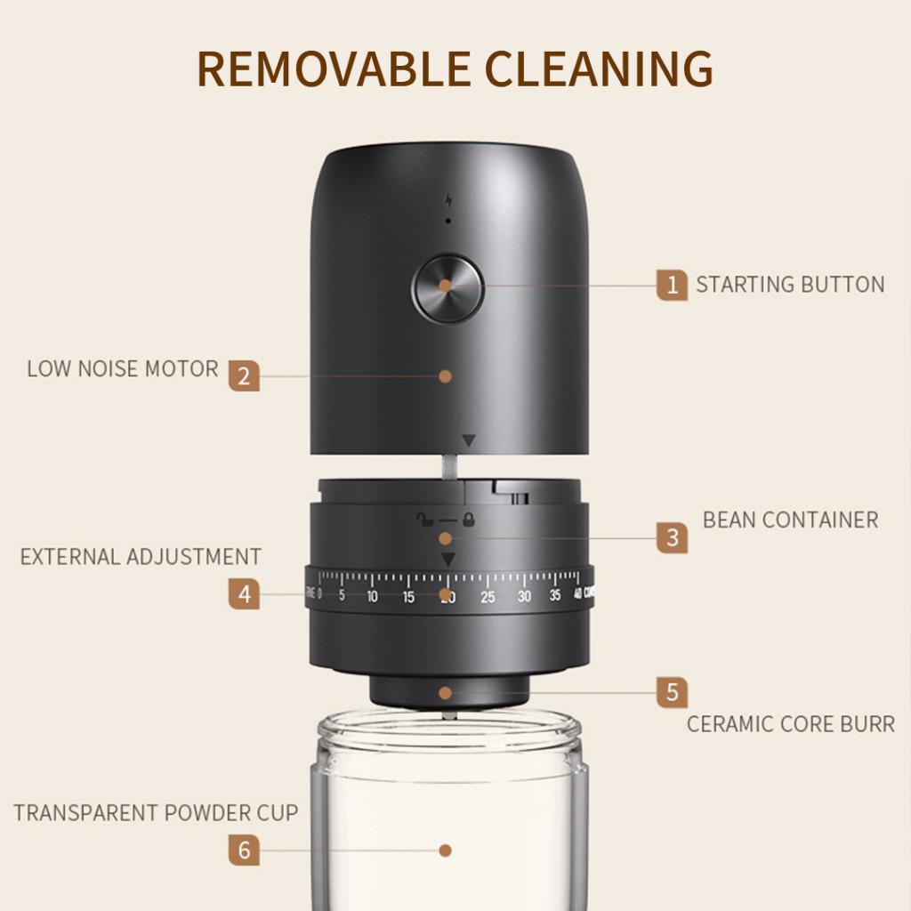 Wireless Portable Electric Coffee Bean Grinder Rechargeable 40 Levels Adjustable Coarseness Grinding Machine Kitchen Accessories