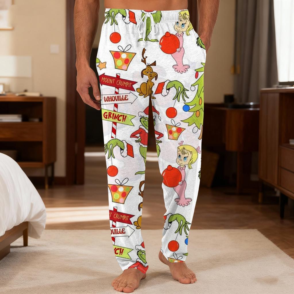 Мужские повседневные брюки с однотонным вязанным узором и карманами для домашней пижамы