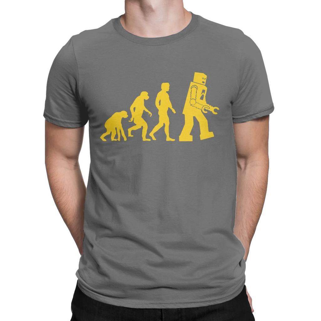 Robot Evolution The Big Bang Theory Sheldon T-Shirts Men Funny Cotton Tees O Neck Short Sleeve