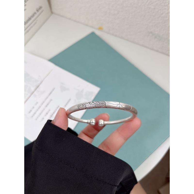 Zuyin 999 Heavy Industry Carved Lotus, Lotus, Pumpkin Head Bracelet, Female Open Solid Engraved Valentine's Day Gift