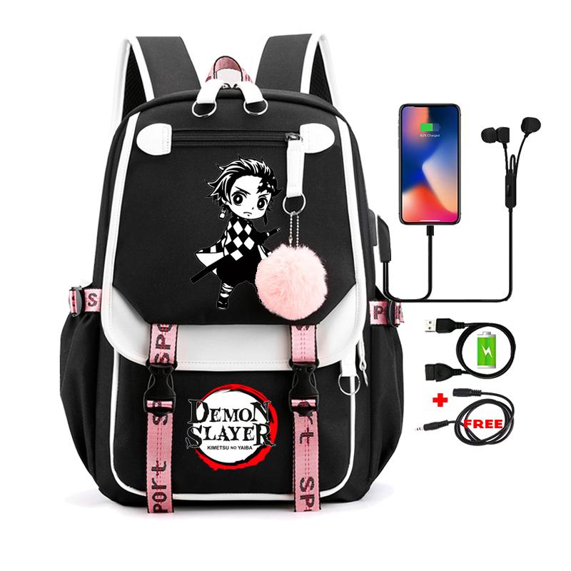 Рюкзак в стиле аниме «Убийца демонов» Nezuko Kawaii, школьная сумка с героями мультфильмов для взрослых, большая вместимость, манга для путешествий, ежедневные сумки для книг для девочек