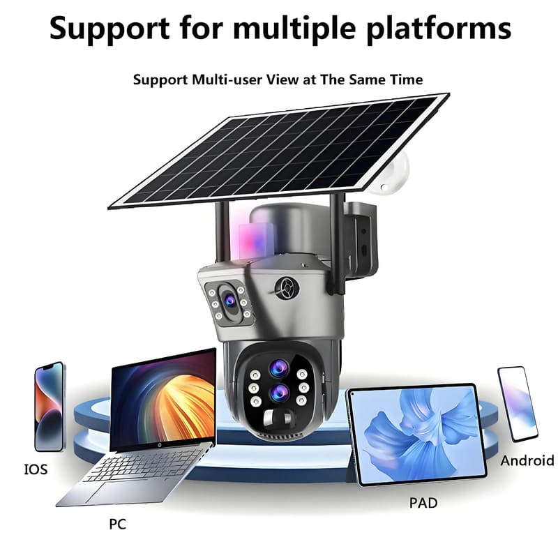LS VISION 6K 4G Sim Solar Camera 10x Zoom IP CCTV 12MP Dual Lens PTZ Surveillance PIR Human Detection Outdoor Security Protection Camera