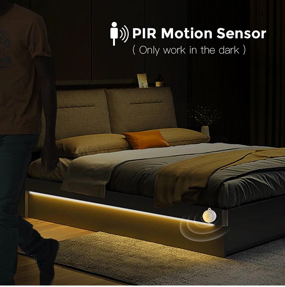 Ультраяркая светодиодная лента COB 24 В с датчиком движения PIR, 320 светодиодов/м, водонепроницаемая неоновая лента, лампа 3000K, 4000K, 6000K