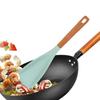 Ложка для готовки для посуды с антипригарным покрытием Силиконовая ложка для подачи Термостойкая лопатка Деревянная ручка Инструмент для смешивания Зачерпывания и