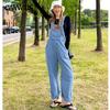 Women's Spring New Sweet Denim Overalls Fashion Casual Wide Leg Jumpsuit