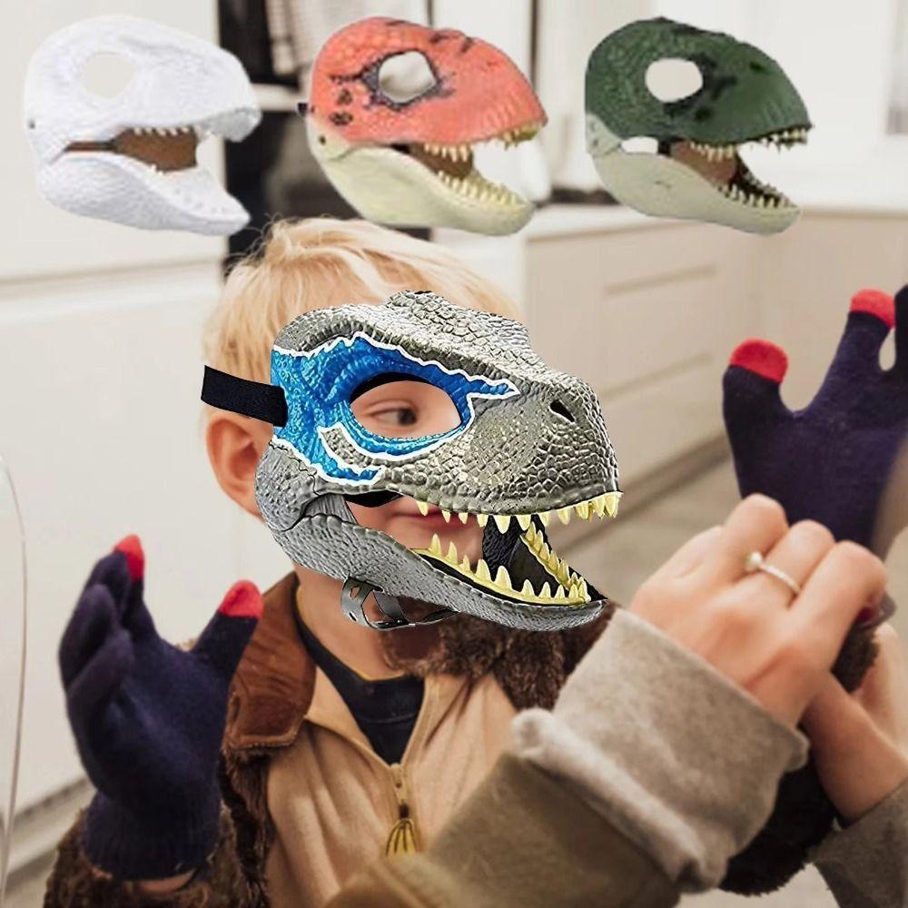 Cosplay Props Dinosaur Headgear Open Mouth Raptor Dino Mask Lifelike Dragon Headwear  Gifts