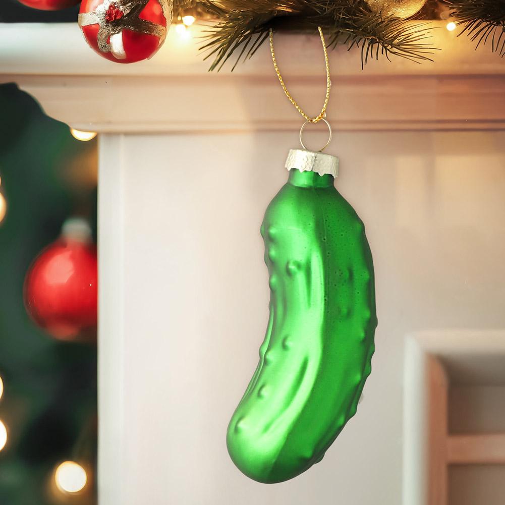 3/1pcs Christmas Cucumber Pendant Glass Cucumber Hanging Ornaments Tree Decoration For Bedroom Living Room Craft Pendant Tags