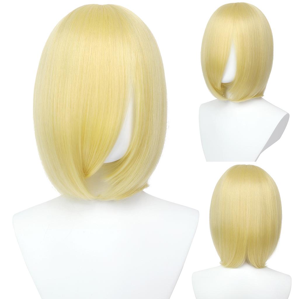 JOVIA 30cm Medium Basic Anime Cosplay Wig Bang Blond Black White Red Pink Green Brown Gold Blue Heat Resistant Synthetic Hair