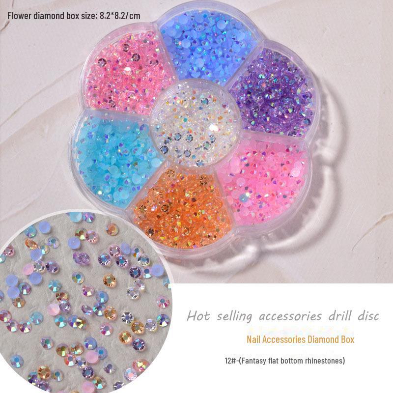 Набор для дизайна ногтей 7-Grid Mixed Set: Аксессуары в виде банта, медведя Авроры, бабочки, стразов, жемчуга и бриллиантов