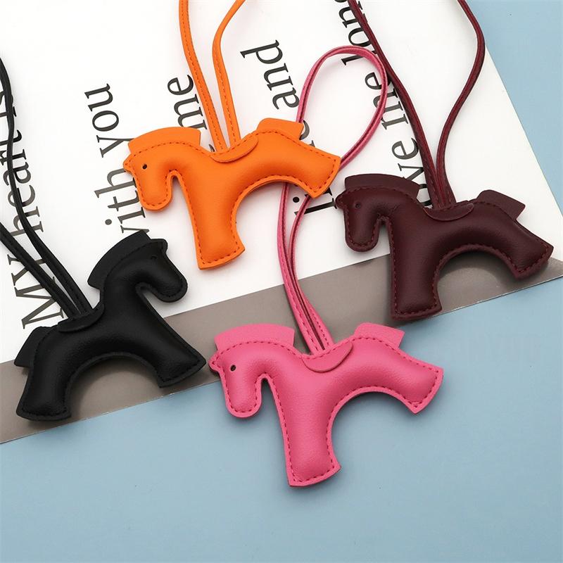 New Fashion Bag Accessories Horse Keychain With Strings Rope All-around PU Leather Tiny Horse Embellishment For Female Gift