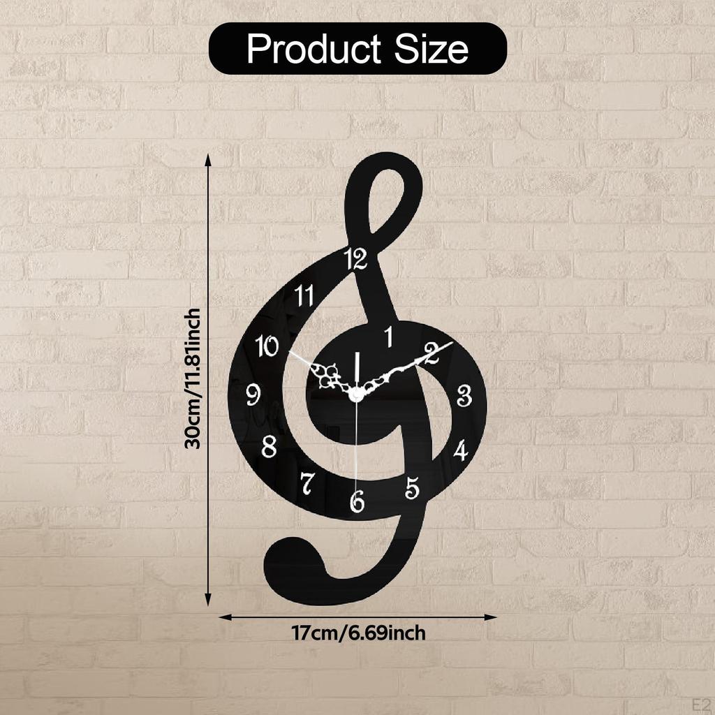 Wall Clock, Hanging Decorative Modern Gift, Non-Ticking, Silent, for Music Lovers, Cafe,