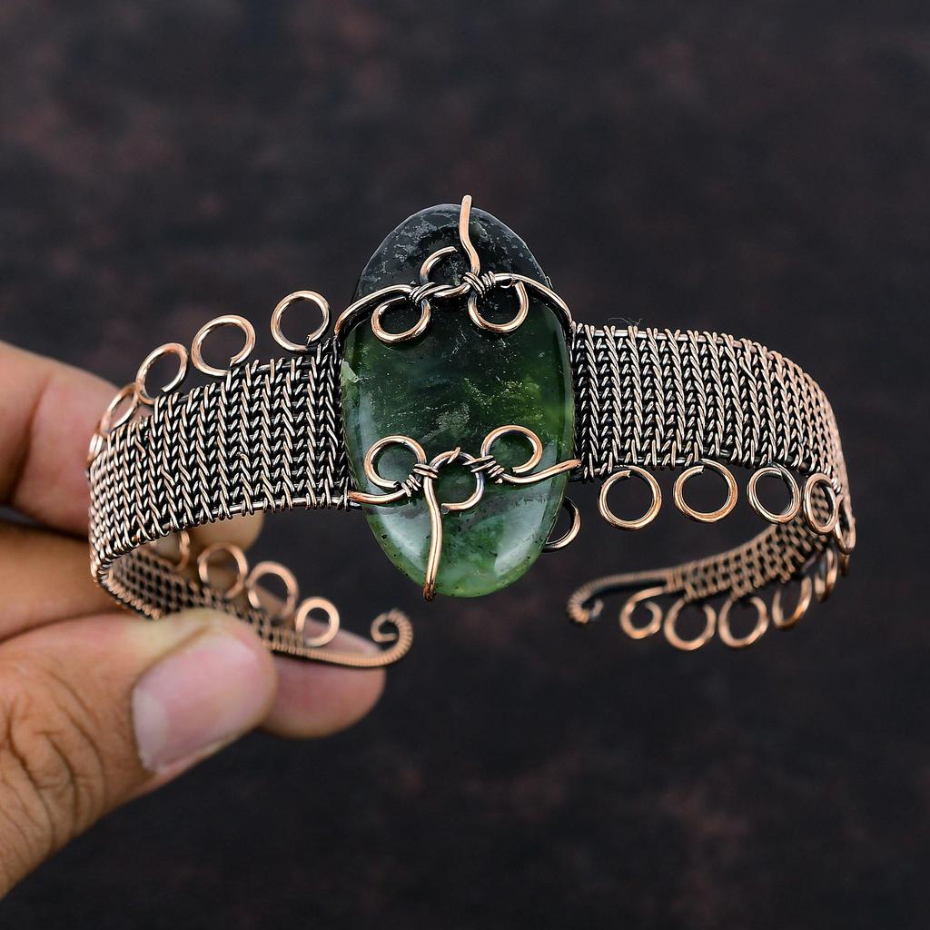 Vasonite Cuff Bracelet Copper Wire Wrapped Bangle Adjustable Cuff Bracelet Natural Gemstone Bangle Handmade Copper Wire Jewelry Gift For Her