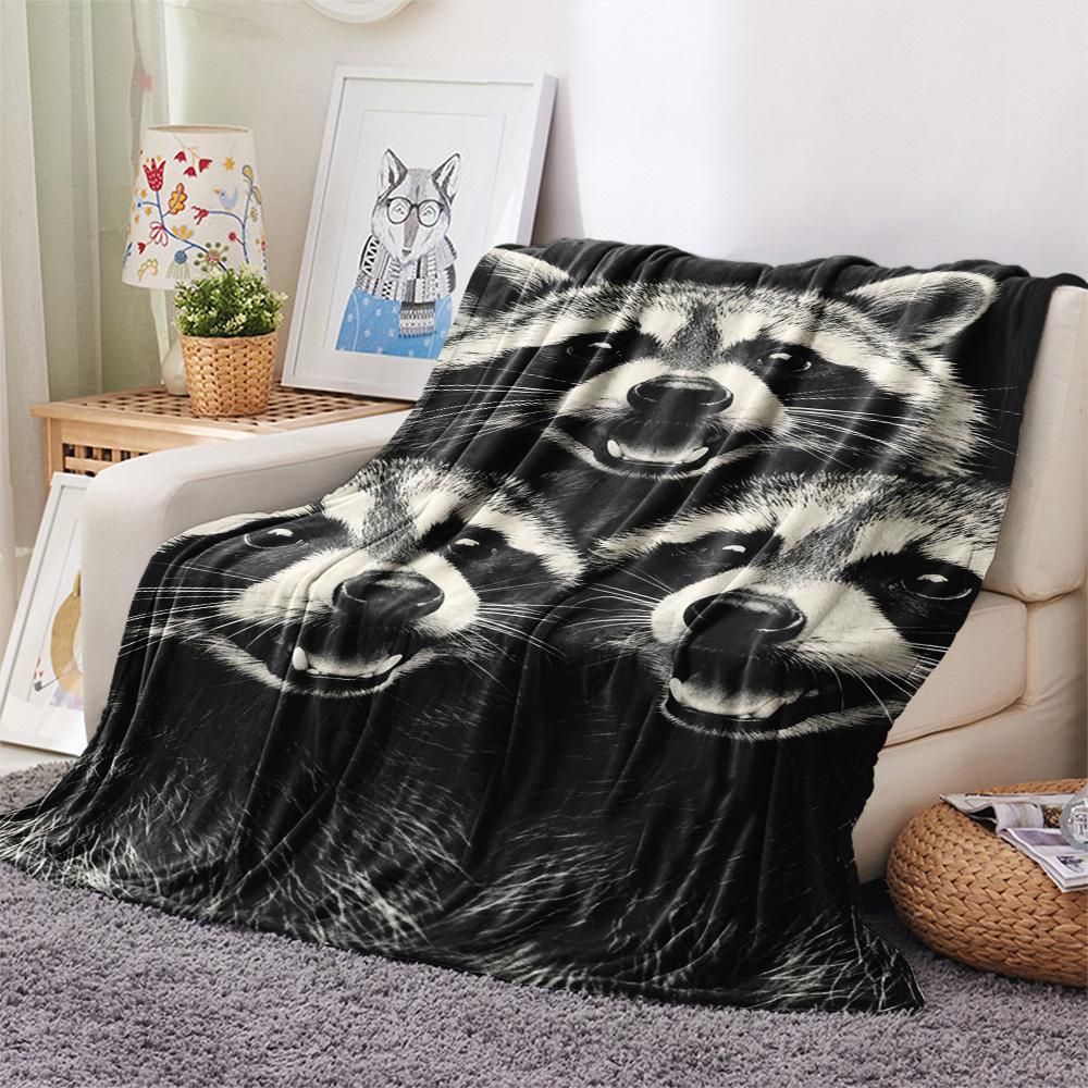 1PC Small animals gather Print FlAannel Blanket, High quality Comfortable for All Seasons, Home Decor, Warmth and Comfort