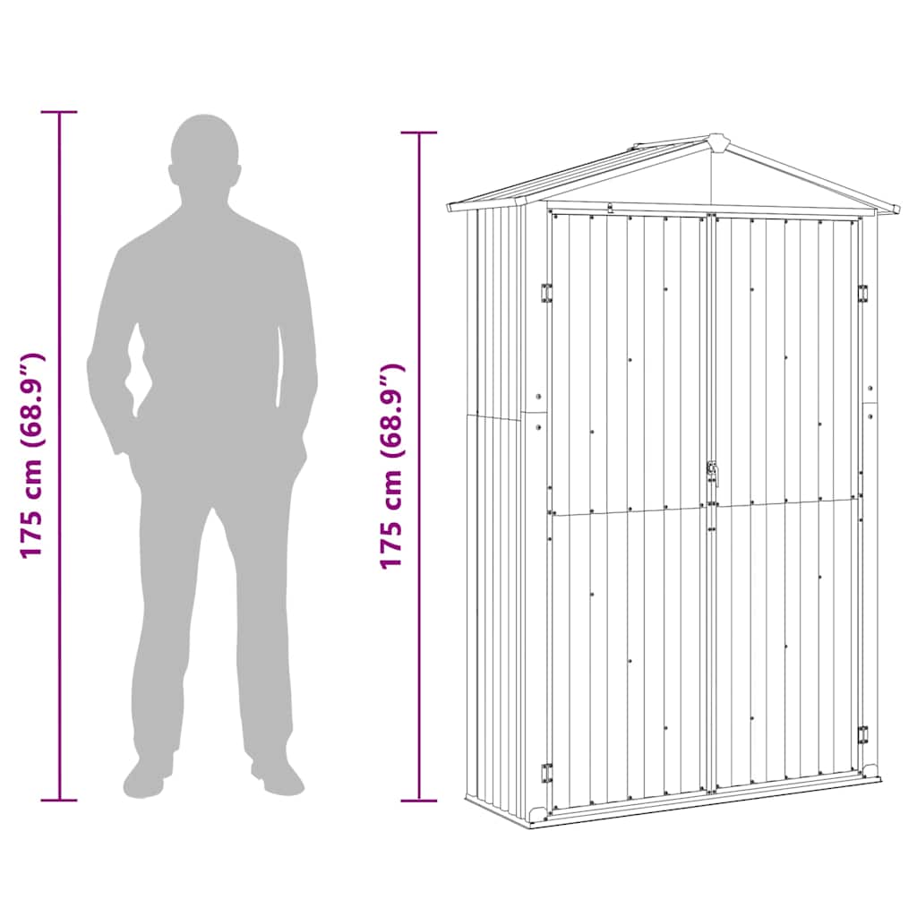 Garden Shed Gray 116 x 45 x 175 cm Galvanized Steel