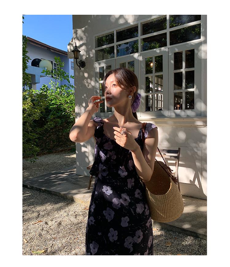 2025 Ранняя весна Французский ретро Элегантное платье с квадратным вырезом и цветочным принтом C3018