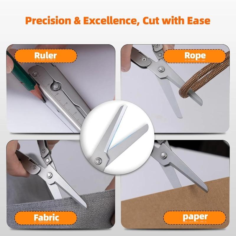 Portable Foldable Stainless Steel Multi-Functional Outdoor Scissors - Compact Camping Hunting Fishing Tool, Durable Versatile