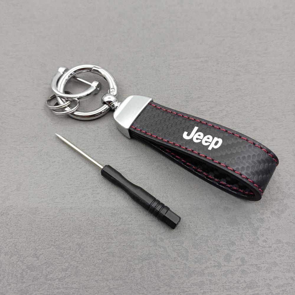 Для Jeep Текстура углеродного волокна Кожаный автомобильный брелок Кольцо для ключей Для Jeep Wrangler JL JK Renegade Grand Compass Gladiator Cherokee