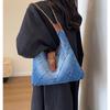 Niche Casual Patchwork Washed Denim Bag Женская Большая Вместимость Винтажная Мода Сумки Подмышки Сумки Commuter Single Shoulder Tote Pack