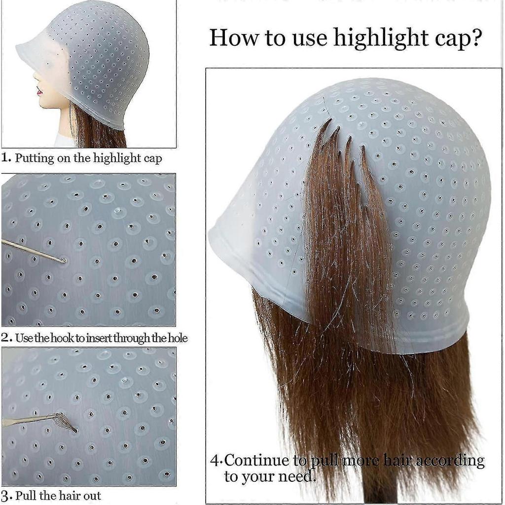 Silicone Highlighting Cap, Highlighting Cap And Hook, Hair Dye Cap, Hair Frosting Cap, Highlighting Frosting Cap