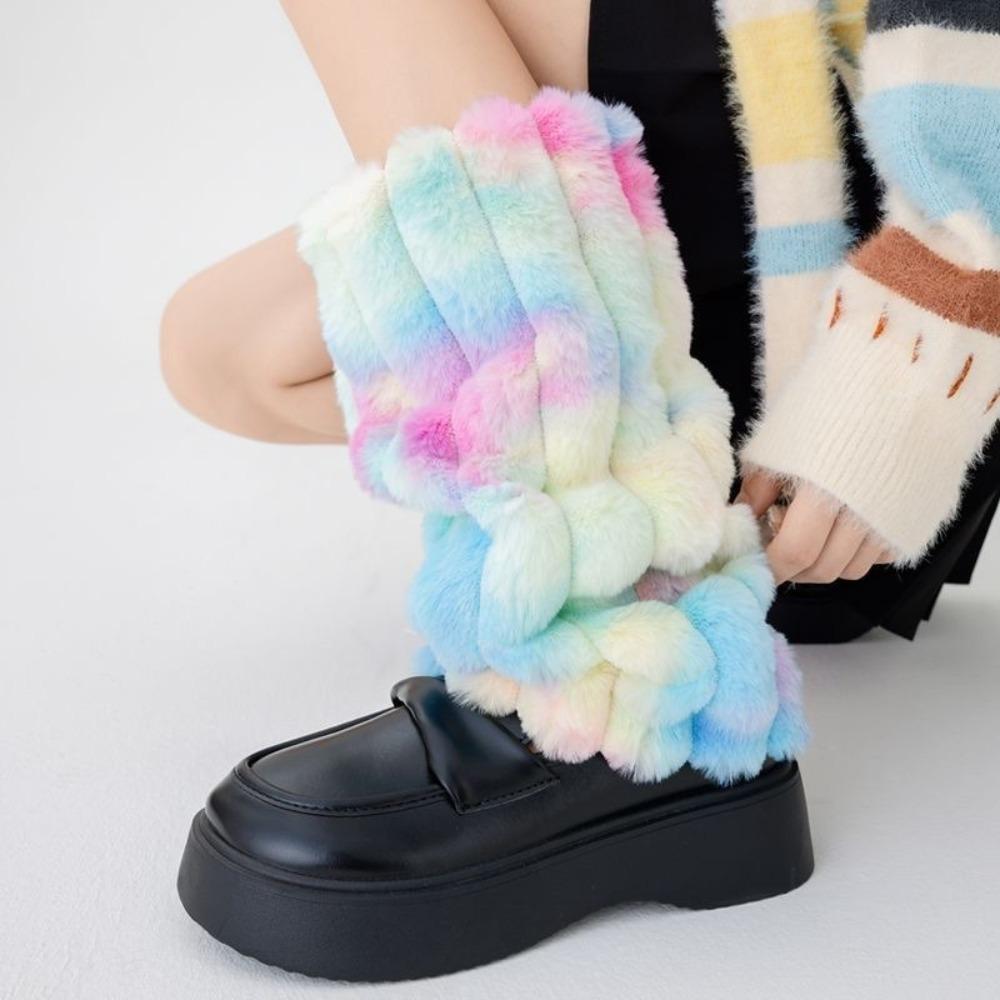 Colorful Plush Leg Warmer Sweet Cool Foot Cover New Calf Sleeves Girls