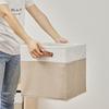 Foldable Clothes Storage Bin Side Handles Toys Sorting Box Linen Fabric Storage Basket Desktop