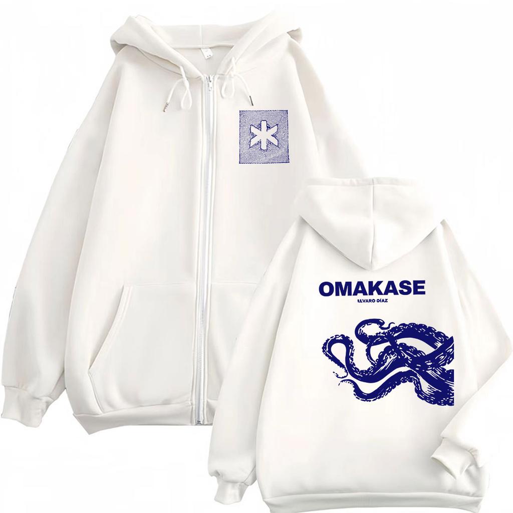 Omakase Album Alvaro Diaz Tour Zipper Sweatshirts Men's Vintage Hip Hop Hoodie Casual Oversized Zip Up Hoodies