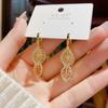 Zircon Leaf Tassel Korean Trendy Drop Earrings For Women New Fashion Earring Jewelry Party Accessories