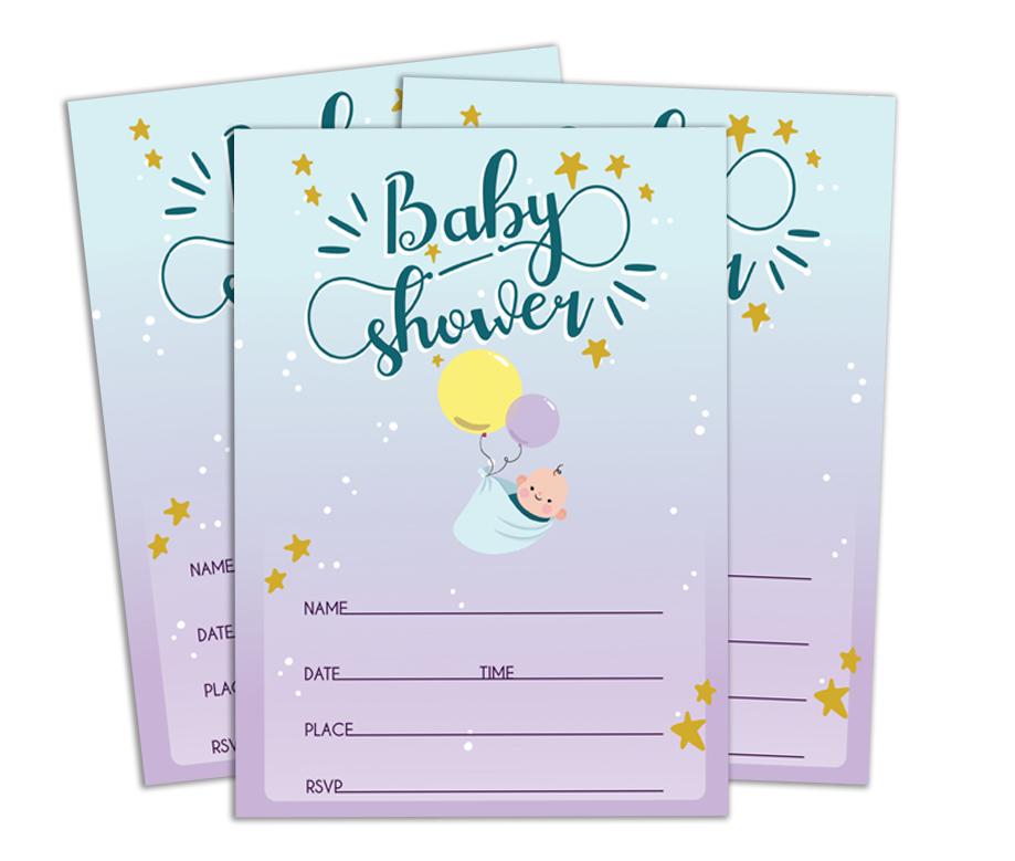 Пригласительные открытки на вечеринку в честь рождения ребенка Darling Souvenir Baby Shower, 28 шт., заполните или напишите пустые приглашения, распечатанные на принтере, принадлежности для вечеринок
