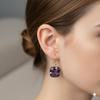 Amethyst Hook Earring, 925 Sterling Silver In Yellow Gold fill, Cushion-Cut Gemstone, Drop Dangle Earring, Handmade Vintage Jewelry