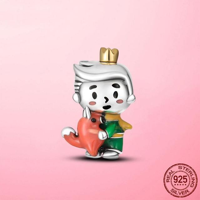 Character Charms 925 Sterling Silver Snowman Dragon Elephant Prince Fox Pendant Beads Fit Fashion Charms Original DIY Jewellery