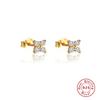 S925 Sterling Silver Petal Crystal Flower Stud Earrings Multi-Size Stylish And Simple Mini Stud Earrings With Diamonds