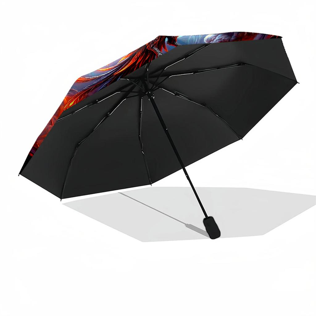 Phoenix Rising In Flames Portable Automatic Umbrella Compact 8-Rib Lightweight Sturdy Construction for Outdoor Daily Use Fashion Lovers