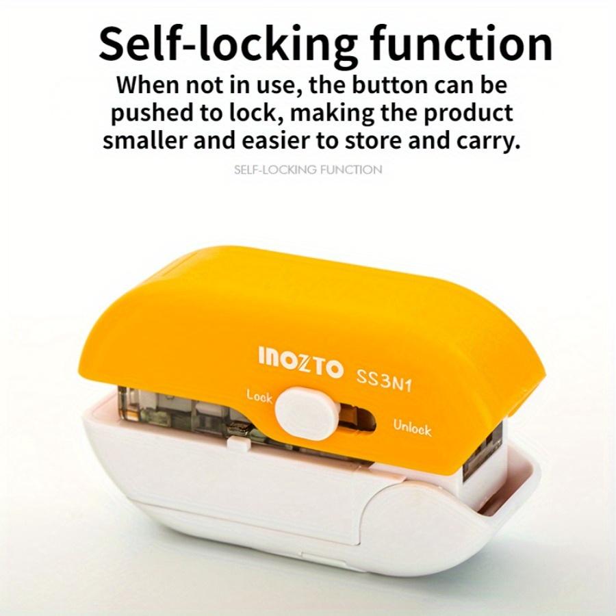 1 шт. Креативный степлер 3-в-1 Мини Портативный Нажимной Экономия усилий Многофункциональный Безигольный степлер Дырокол Открыватель для писем