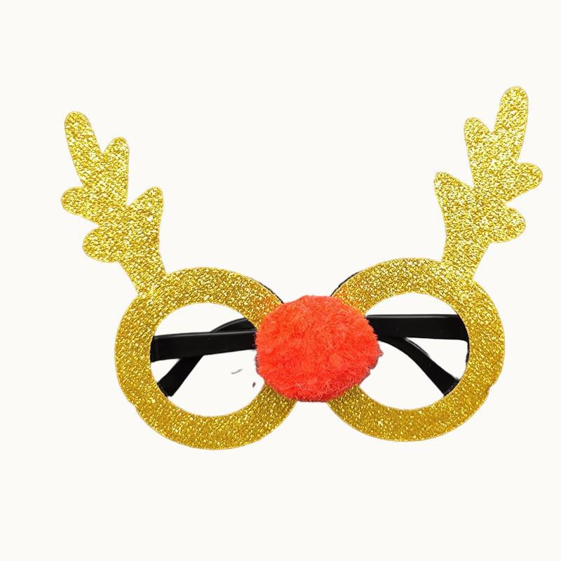 Рождественские мультяшные очки — подарки для взрослых и детей с изображением Санты, снеговика и рогов оленя