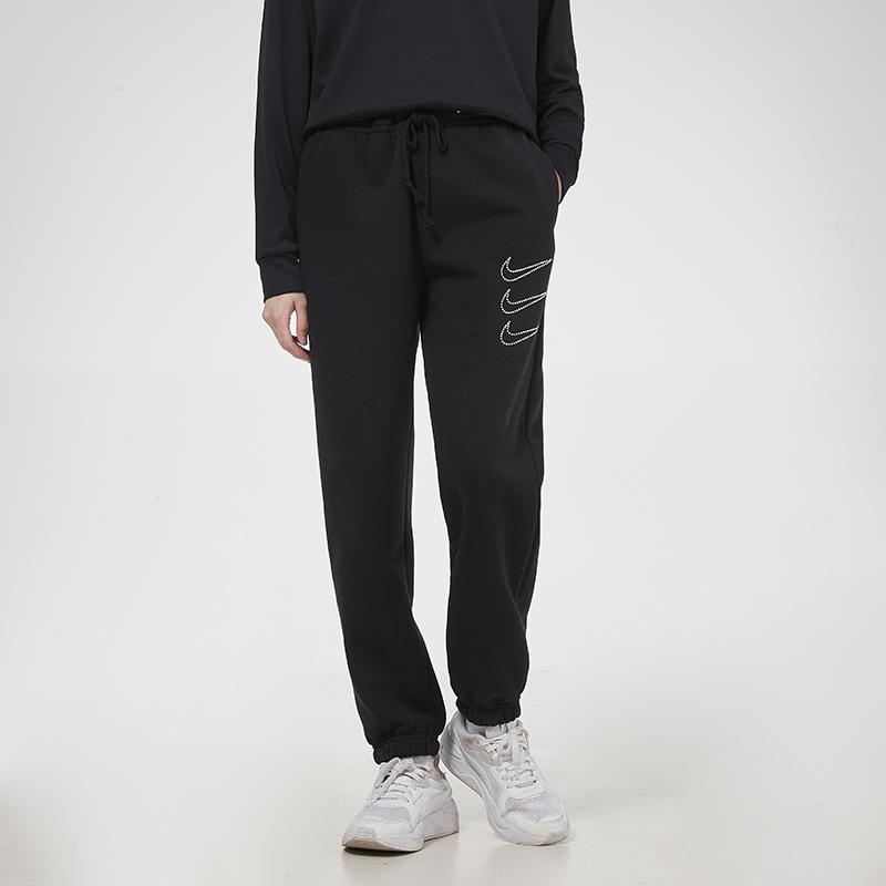 Nike Брюки Nsw Flc Rstone Update Running Training Cuffed Fleece Knit Long Брюки женские черные DH4336-010