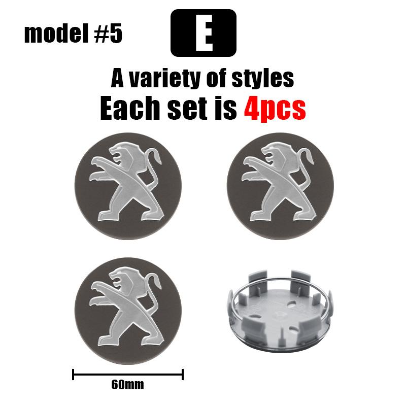 For Peugeot 206 207 208 306 307 308 508 106 107 108 2008 4pcs 60mm Car Styling Wheel Center Cap Hub Covers Badge Accessories