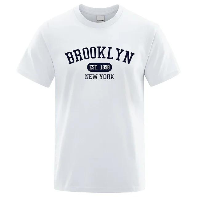 Brooklyn Est.1998 New York Letter Print Футболки мужские и женские повседневные с коротким рукавом дышащие модные топы хлопковые футболки больших размеров