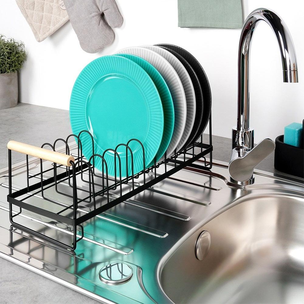 Black dish drying rack 39x16x14.5 cm