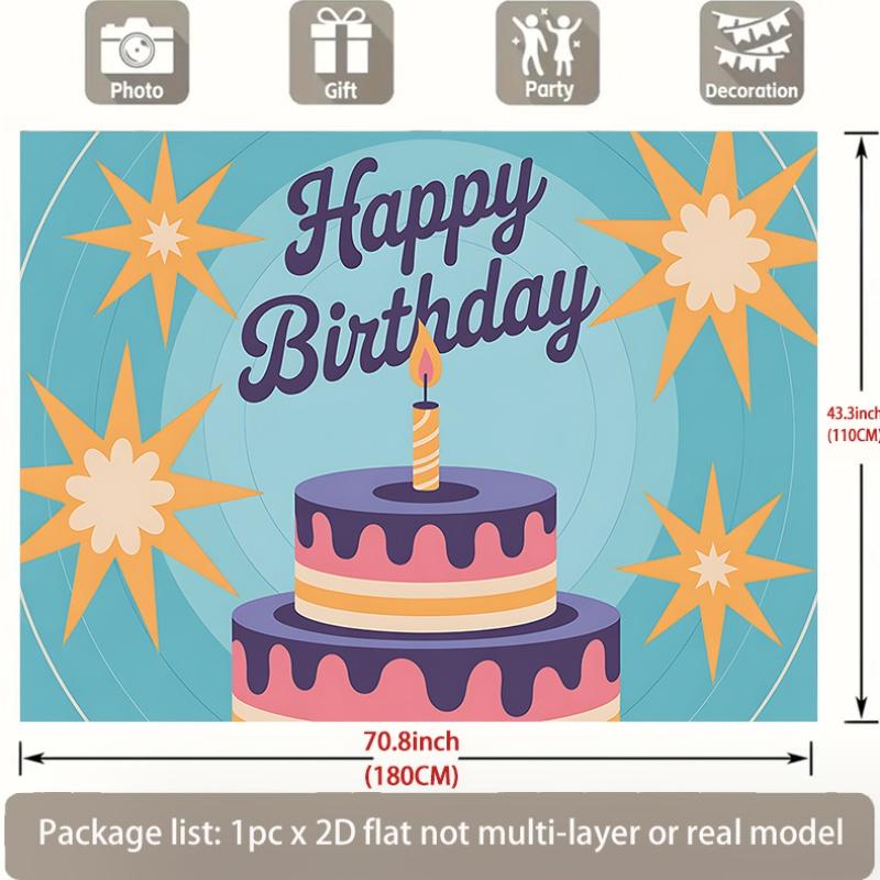 Happy Birthday Party Banner, Polyester Photo Backdrop for Home Room Wall and Event Supplies