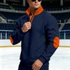 Men’s New Arrival Stand-up Collar Patchwork Long-sleeved Fleece-Lined Warm Top with Zip-up Collar Sweatshirt
