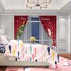 2 Pieces of Santa Claus Christmas Tree Printing Curtain - Polyester Material Suitable for Bedroom Living Room Study Priva
