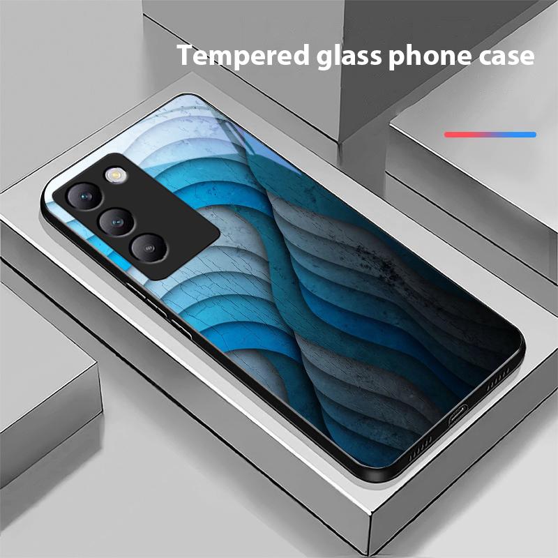 Цветные элементы для Y72 33S 11 03 36 96 Lite 35 16 Iqoo 12 V40 SE 5G 29 40 21 30 X80 Pro Vivo Чехол для телефона из закаленного стекла Черный